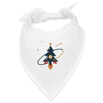 Tannenbaum auf Sternenreise – Weihnachtsrakete - Bandana Dreieckstuch - Weiß - Vorne