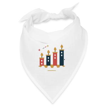 Adventstadt im Kerzenlicht – Weihnachtsmotiv - Bandana Dreieckstuch - Weiß - Vorne