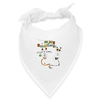 Katzen im Weihnachtszauber - Bandana Dreieckstuch - Weiß - Vorne
