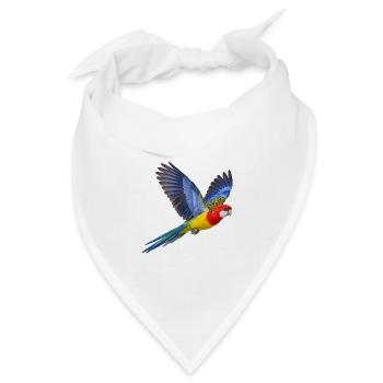 Prachtrosella im Flug – Sittich in bunten Farben - Bandana Dreieckstuch - Weiß - Vorne