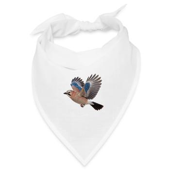 Eichelhäher im Flug – Waldvogel mit blauen Federn - Bandana Dreieckstuch - Weiß - Vorne