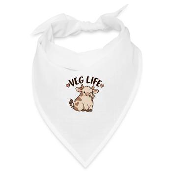 Veg Life Cute Cow - Bandana Dreieckstuch - Weiß - Vorne
