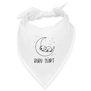 Bubu Shirt – Schlafendes Baby auf Mond, Schwarz - Bandana Dreieckstuch - Weiß - Vorne