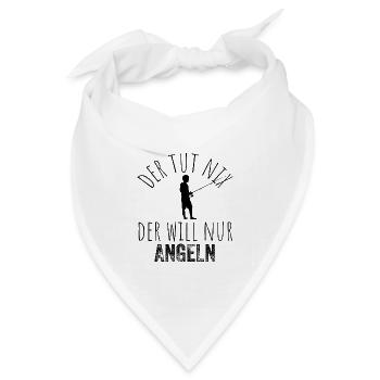 Der tut nix, der will nur angeln – Schwarz - Bandana Dreieckstuch - Weiß - Vorne