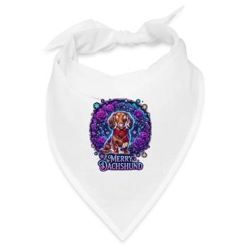 Winterdackel Rosenzauber - Bandana Dreieckstuch - Weiß - Vorne