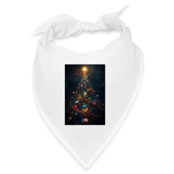 Kosmischer Weihnachtsbaum mit Planetenschmuck - Bandana Dreieckstuch - Weiß - Vorne