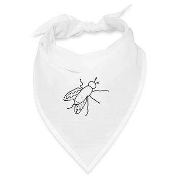 Fliege – einfache schwarz-weiße Insektenzeichnung - Bandana Dreieckstuch - Weiß - Vorne