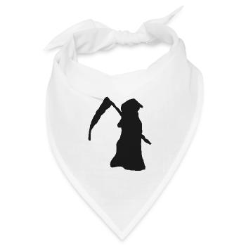 Weiblicher Tod mit Sense – schwarze Silhouette - Bandana Dreieckstuch - Weiß - Vorne