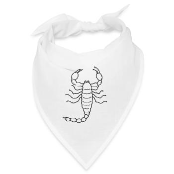 Skorpion – detaillierte Schwarz-Weiß-Illustration - Bandana Dreieckstuch - Weiß - Vorne