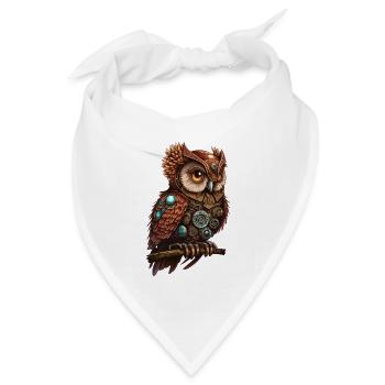 Steampunk Eule Steam Punk Eule Vogel Vintage - Bandana Dreieckstuch - Weiß - Vorne
