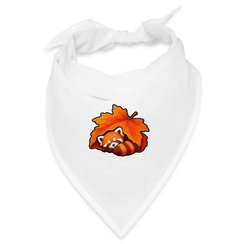 Roter Panda Ahornblatt Herbst Niedlich T-Shirt - Bandana Dreieckstuch - Weiß - Vorne