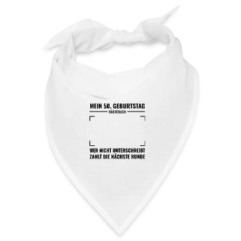 Gästebuch 50. Geburtstag zum Unterschreiben - Bandana Dreieckstuch - Weiß - Vorne