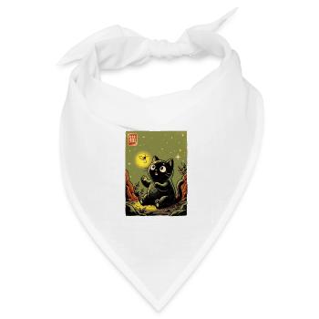 Nachtkatz mit Glühkäfer - Bandana Dreieckstuch - Weiß - Vorne