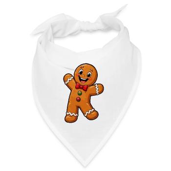 Lebkuchenmännchen mit roter Schleife - Bandana Dreieckstuch - Weiß - Vorne