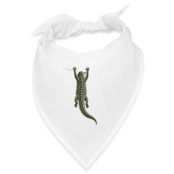 Krokodil auf dem Rücken hängend – Trompe-l'oeil-Effekt - Bandana Dreieckstuch - Weiß - Vorne