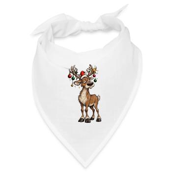 Blasé-Weihnachts-Rentiere – Kugeln und Girlanden - Bandana Dreieckstuch - Weiß - Vorne