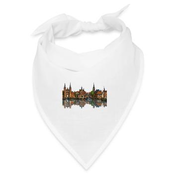 Blick auf Delft - Bandana Dreieckstuch - Weiß - Vorne