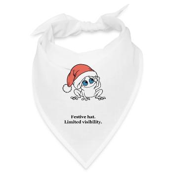 Weihnachtsfrosch probiert eine übergroße Weihnachtsmütze - Bandana Dreieckstuch - Weiß - Vorne