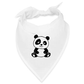 Niedlicher Panda im Kinder-Kritzelstil - Bandana Dreieckstuch - Weiß - Vorne