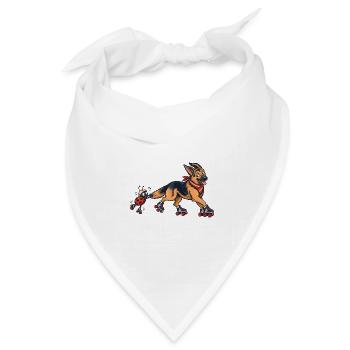 Schäferhund und Marienkäfer auf Rollschuhen - Bandana Dreieckstuch - Weiß - Vorne
