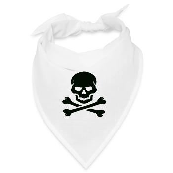 Totenkopf und gekreuzte Knochen Fettes Emblem - Bandana Dreieckstuch - Weiß - Vorne