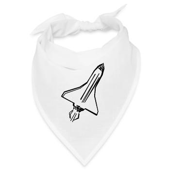 Raumfähre handgezeichnet - Bandana Dreieckstuch - Weiß - Vorne
