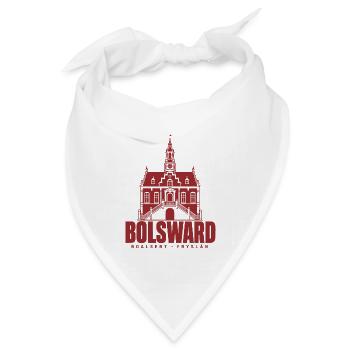 Bolsward Boalsert Friesland Rathaus Hoodie, Shirt - Bandana Dreieckstuch - Weiß - Vorne