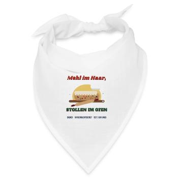 Mehl im Haar, Stollen im Ofen – Bäcker Weihnachten - Bandana Dreieckstuch - Weiß - Vorne
