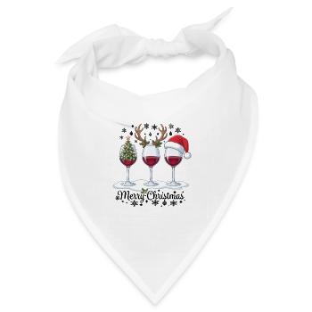 Frohe Weihnachten Weingläser Weihnachtsparty-Outfit - Bandana Dreieckstuch - Weiß - Vorne