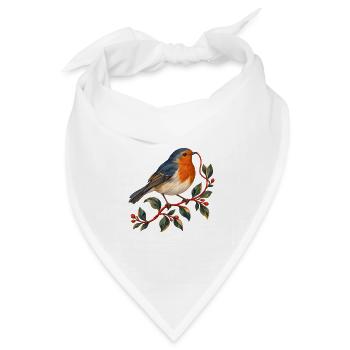 Rotkehlchen mit rotem Faden — Gartenvogel - Bandana Dreieckstuch - Weiß - Vorne