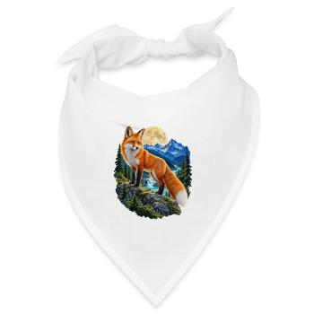 Fuchs Vollmond Wald Berge Tiermotiv für Füchse - Bandana Dreieckstuch - Weiß - Vorne