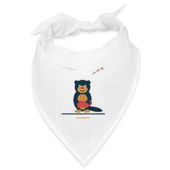 Otter mit Kaffeetasse – kleine Kaffeeauszeit - Bandana Dreieckstuch - Weiß - Vorne