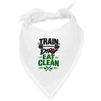 Train, Dirty Eat Clean Fitness Langhanteldesign - Bandana Dreieckstuch - Weiß - Vorne
