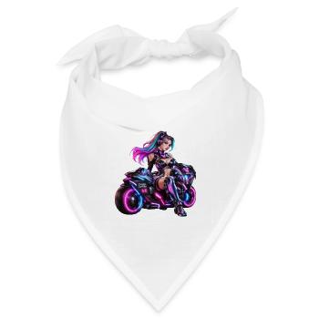 Cyber-Neon-Moto-Königin - Bandana Dreieckstuch - Weiß - Vorne