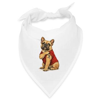 Französische Bulldogge Mom Mit Herz - Bandana Dreieckstuch - Weiß - Vorne