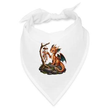 Kleiner Kupferdrache mit Windspiel - Bandana Dreieckstuch - Weiß - Vorne