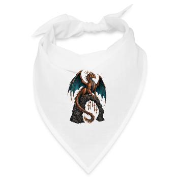 Kupferdrache am Basaltbogen - Bandana Dreieckstuch - Weiß - Vorne