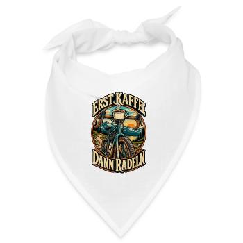 Erst Kaffee dann radeln – Fahrrad & Kaffee - Bandana Dreieckstuch - Weiß - Vorne