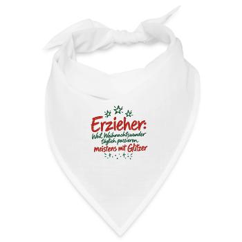 Erzieher Weihnachtswunder Glitzer Kita Spruch - Bandana Dreieckstuch - Weiß - Vorne