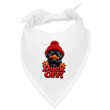 Grimmige Ente mit Mütze Duck Off - Bandana Dreieckstuch - Weiß - Vorne