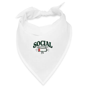 Social Battery 1% – Low Social Energy - Bandana Dreieckstuch - Weiß - Vorne