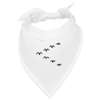 Zugvögel handgezeichnet - Bandana Dreieckstuch - Weiß - Vorne