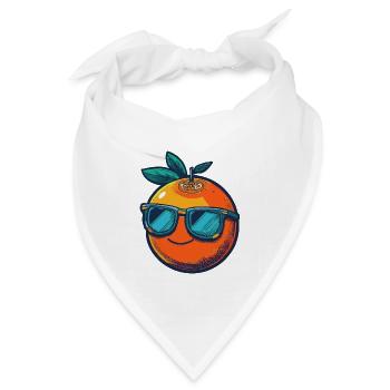 Orange mit blauer Sonnenbrille und Lächeln - Bandana Dreieckstuch - Weiß - Vorne