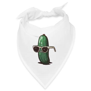 Coole Gurke mit Sonnenbrille - Bandana Dreieckstuch - Weiß - Vorne