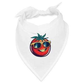 Lachende Tomate mit gelber Sonnenbrille - Bandana Dreieckstuch - Weiß - Vorne