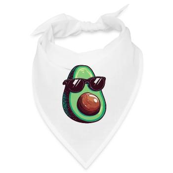 Avocado mit dunkler Sonnenbrille - Bandana Dreieckstuch - Weiß - Vorne