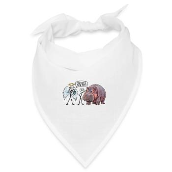 Veralteter Schutzengel und Nilpferd – Humor - Bandana Dreieckstuch - Weiß - Vorne
