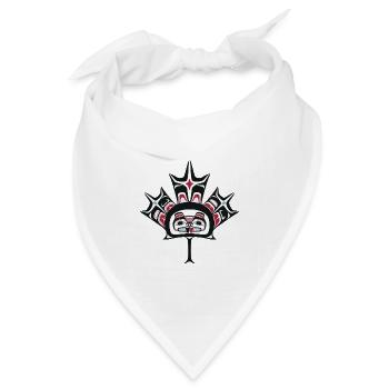Ureinwohner: Rotes, schwarzes Haida-Biberblatt, Ahornblatt - Bandana Dreieckstuch - Weiß - Vorne