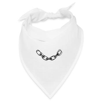 Kette handgezeichnet - Bandana Dreieckstuch - Weiß - Vorne