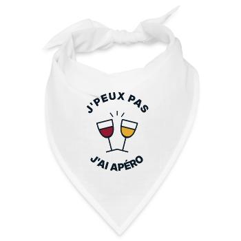 Ich kann nicht, ich habe einen Aperitif – humorvolles T-Shirt - Bandana Dreieckstuch - Weiß - Vorne